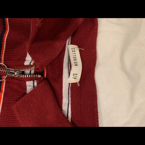 collared crop top striped quarter zip - Picture 2 of 4
